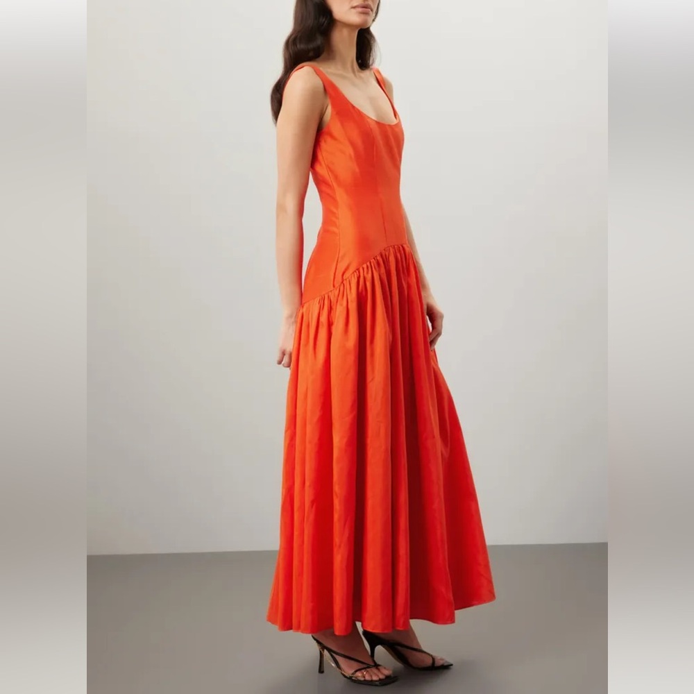 $329 Hutch Orange Ridge drop waist Tiered Maxi Sundress